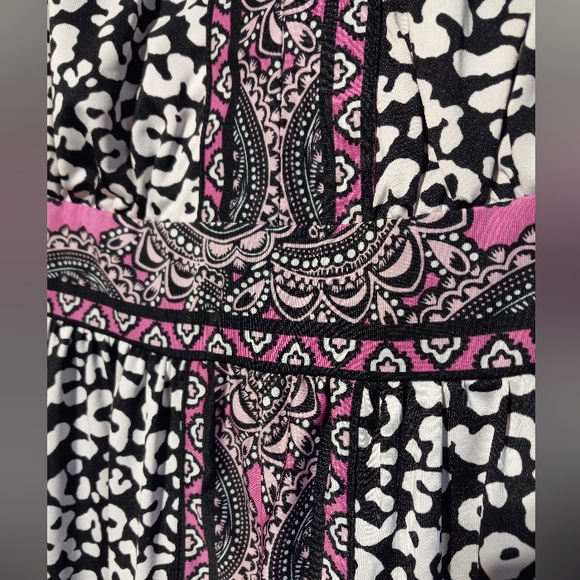 INC EUC Halter Dress Sz S, Black & White Animal Print w/ Pink Accents - Picture 4 of 7